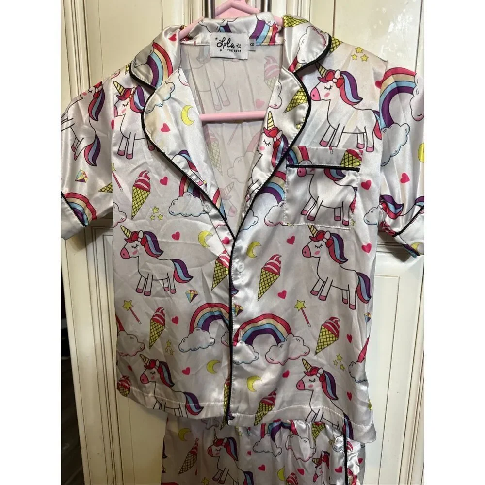 Lola + The Boys Girls Magical Unicorn Top and Shorts Set Multicolor Size 8